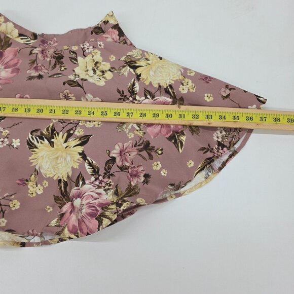 Womens Y2K Mini Flare Skirt Size 1 Pink Floral Cottagecore Fairy Dainty Coquette - Picture 13 of 13